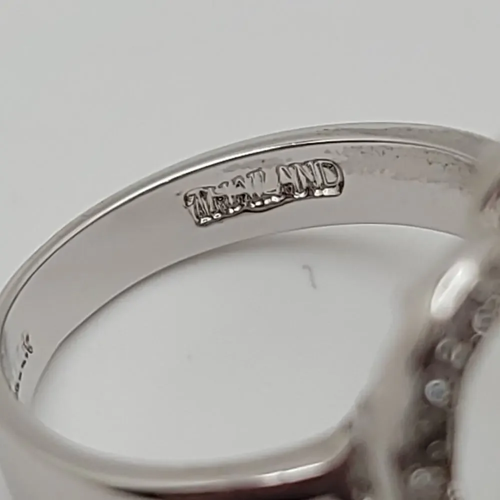 Vintage Nolan Miller Silver-tone Cubic Zirconia Floral Statement Ring